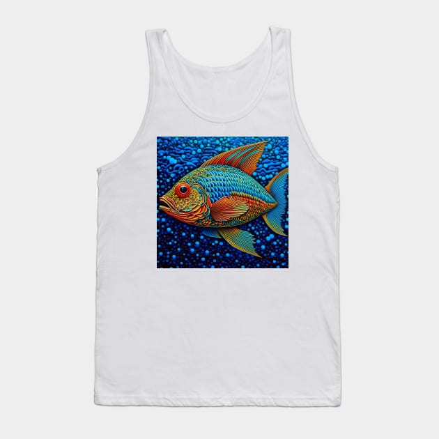 [AI Art] Fish in the sea, Optical Art Style Tank Top by Sissely